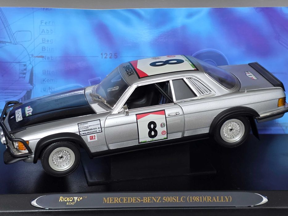 Macheta Auto 1/18 Ricko Mercedes Benz 500 SLC 1981 Rally