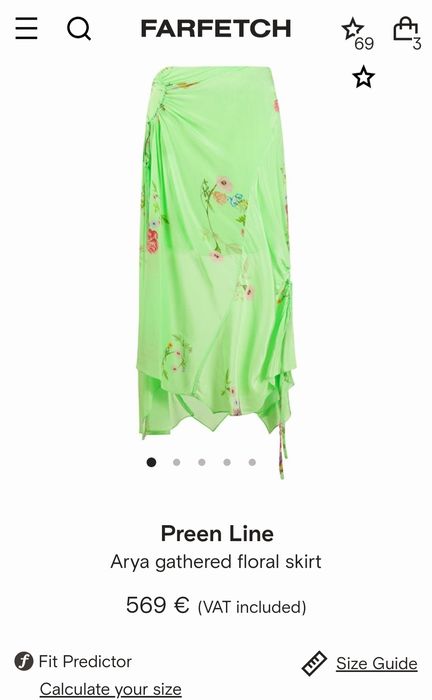 Пола миди XS размер PREEN официална ежедневна асиметрична зелена принт