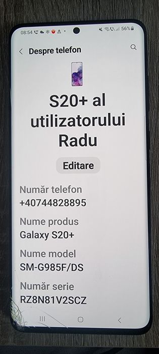 Samsung Galaxy S 20 + 128 GB RAM 8