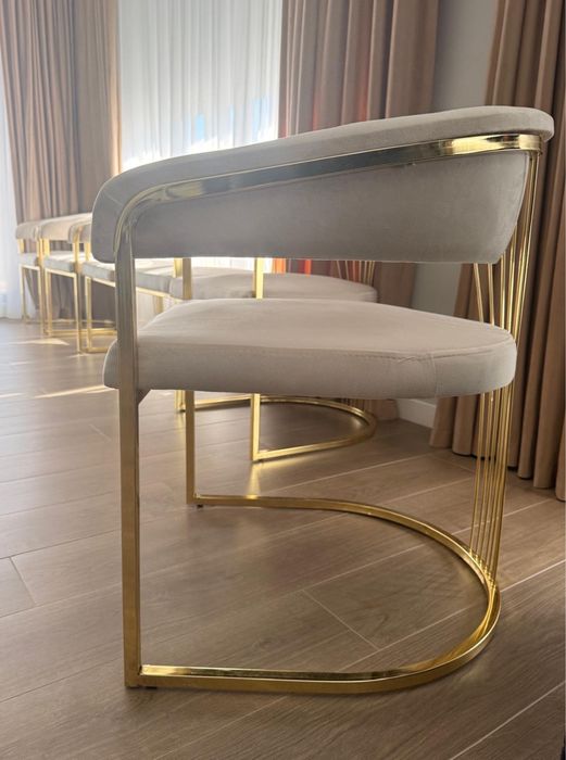 Scaune dining auriu / crem