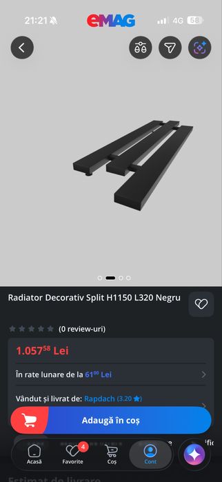 Calorifer negru decorativ nou