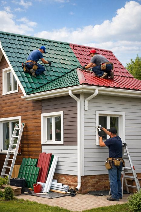 Сайдинг, карниз, откосы. Фасадные работы.