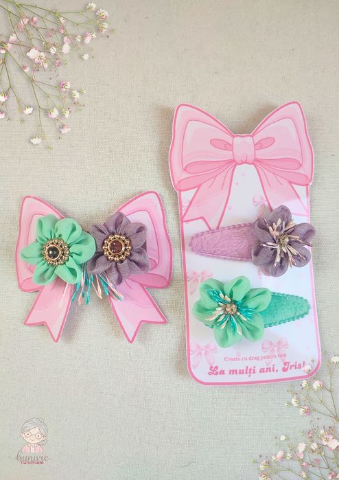 Set accesorii păr pentru fetițe cu mesaj personalizat