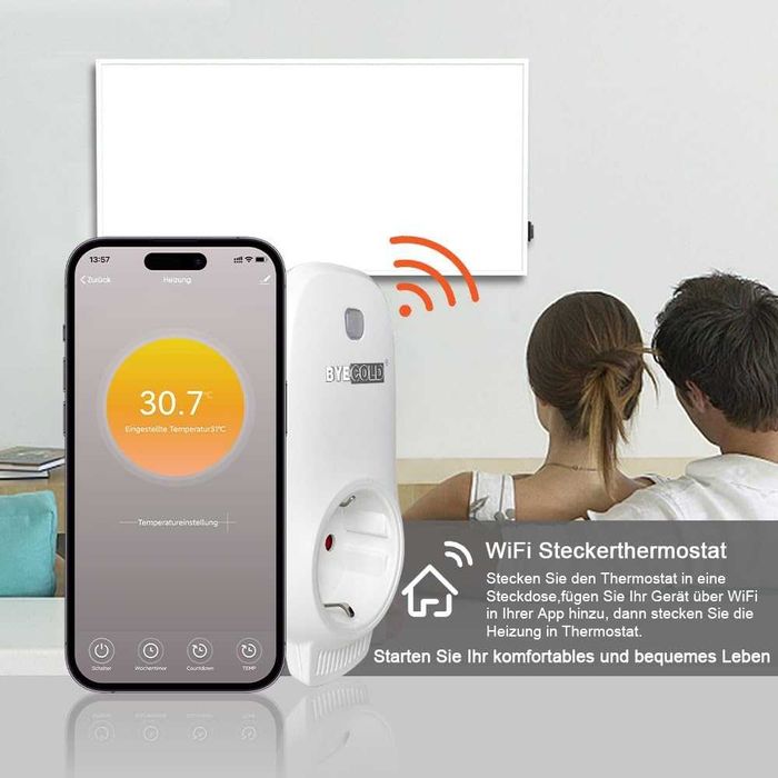 Byecold Smart WiFi термостат за контакт за инфрачервено отопление с функция за спасяване