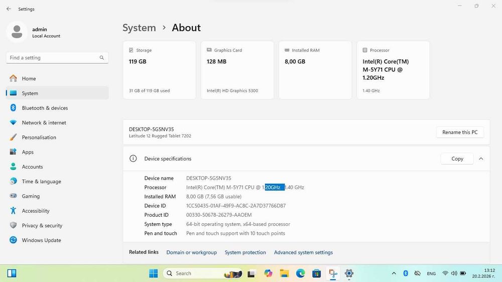 Dell Latitude 12 Rugged Tablet 7202
