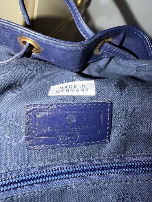 MCM Drawstring Bucket Bag Navy