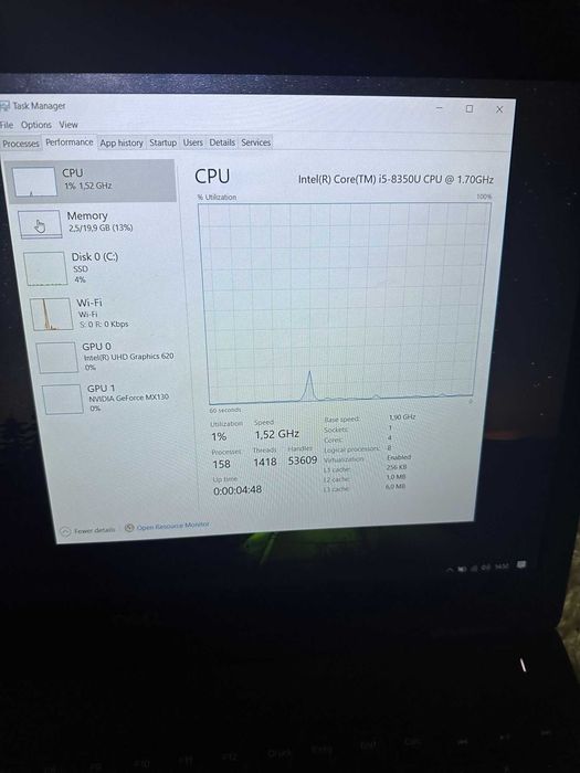 Dell 5590 I5 8 Gen 8350U 20 GB SSD 500 GB rapid NOU Baterie Noua