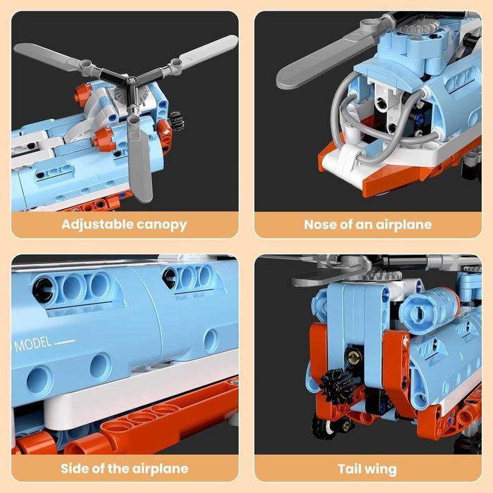 Set constructie, aeronave: avion, elicopter - jucarii tip lego, MK