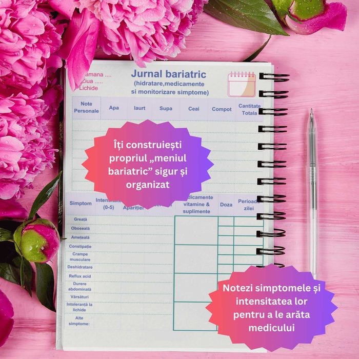 Jurnal și Planificator Alimentar Postoperator–126 pagini A4 printat