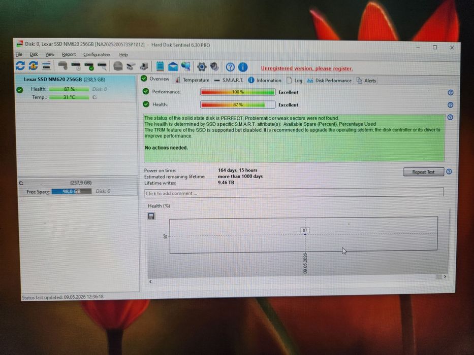 SSD NVMe 256gb (Lexar ) 87%