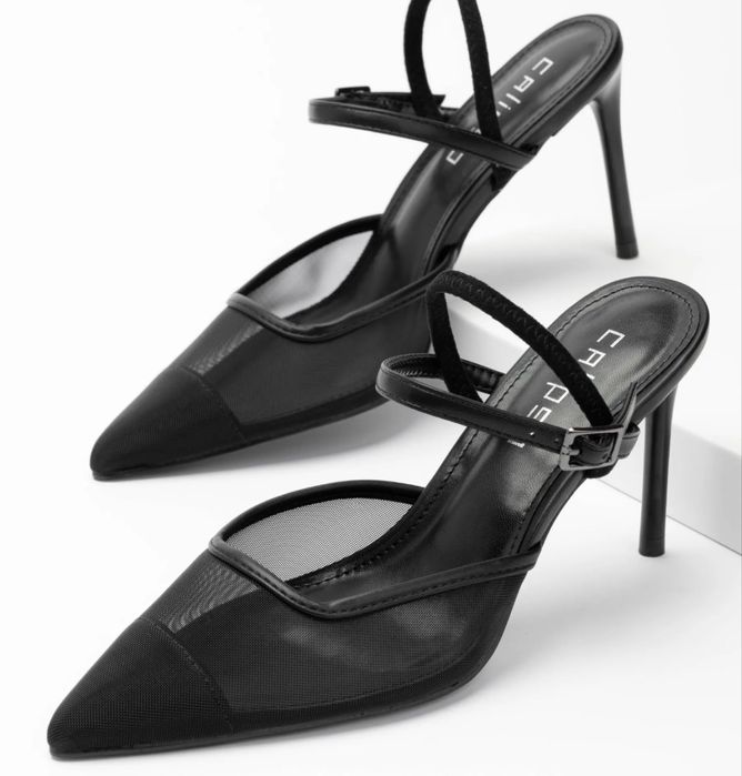 Мюли черные на каблуке