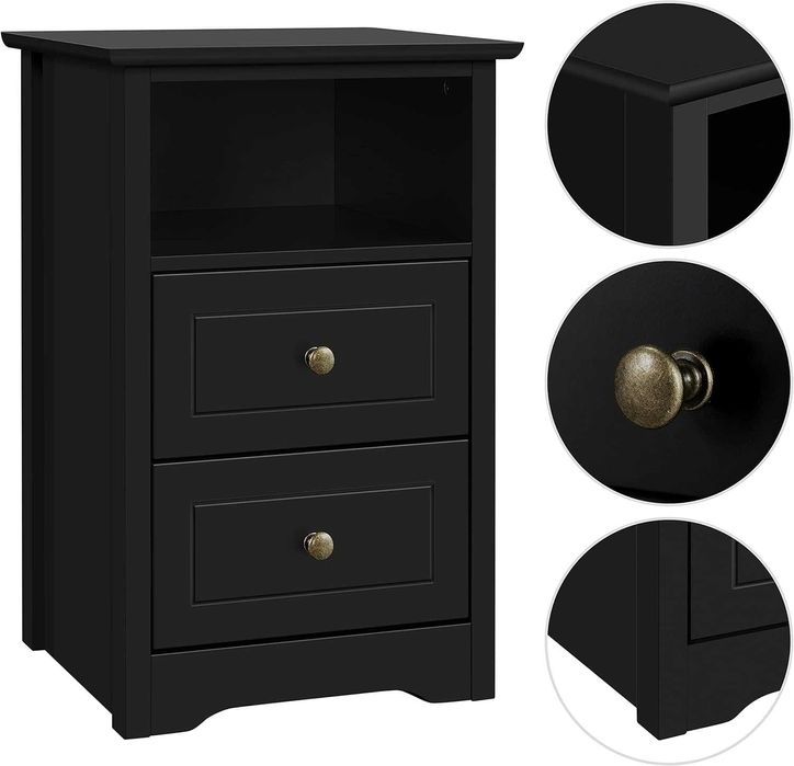 Noptiera moderna cu sertare si spatiu depozitare |R 591763 Black