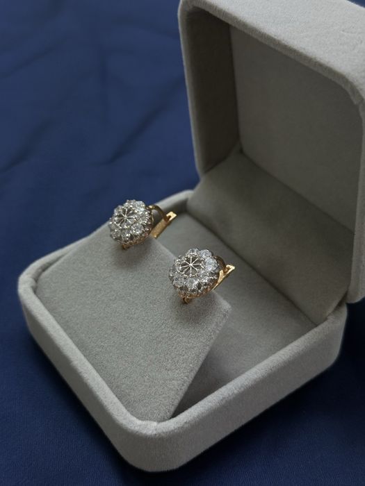 Золотые серьги с фианитами