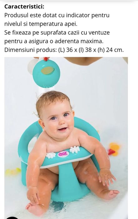 Scaun bebe baie cu ventuze