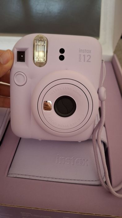 Комплект Fujifilm - Instax Mini 12, фотоапарат, албум, калъф,  цвят лилав, с гаранция