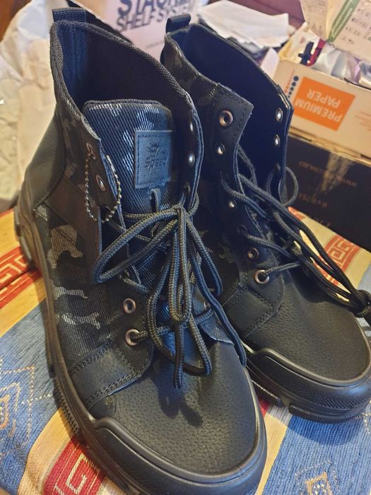 Ghete trendy robuste camuflaj pentru bărbați cu șireturi confortabili