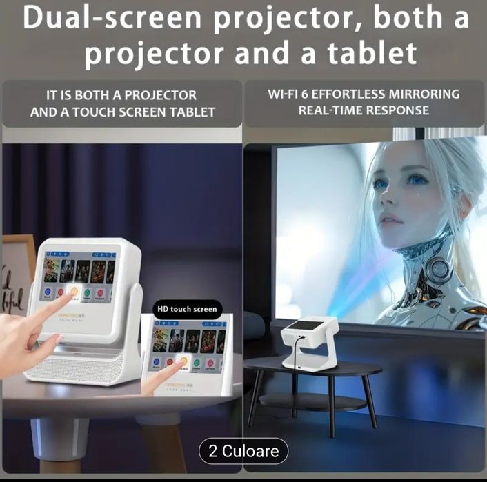 Videoproiector cu display și touchscreen 4k