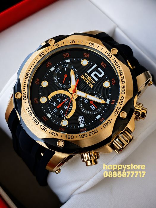 INVICTA Speedway Gold/Black Swiss 51 mm, Инвикта нов ръчен часовник