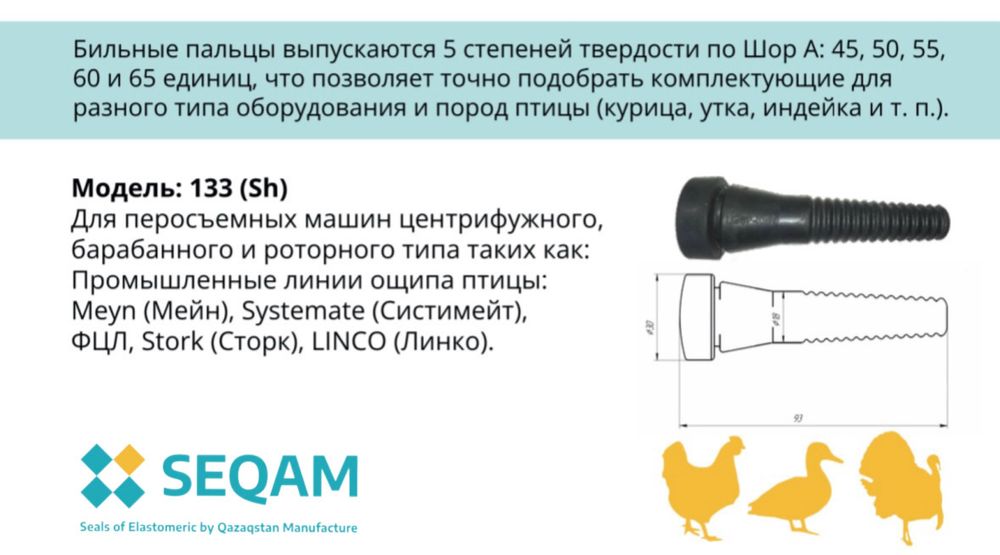 бильные пальцы для перосъемной машины