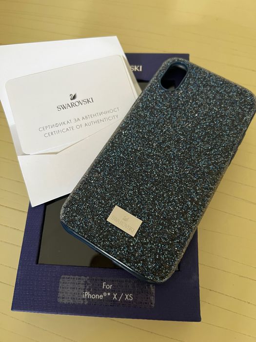 Оригинален син калъф Swarovski за iPhone X / XS