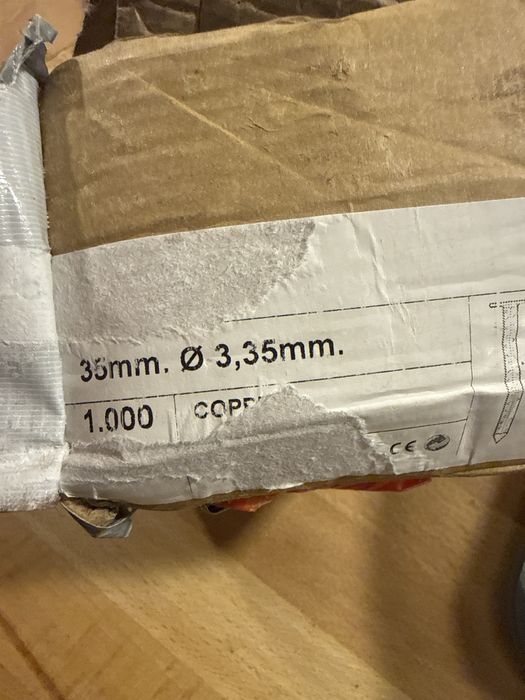 Cuie cupru 30mm, 2,65 mm grosime ( 3,4kg) 35x3,35mm (3kg)