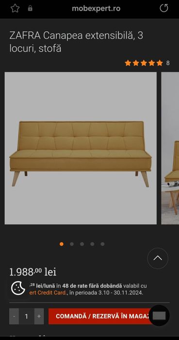 Canapea extensibila, 3 locuri, in conditii foarte bune