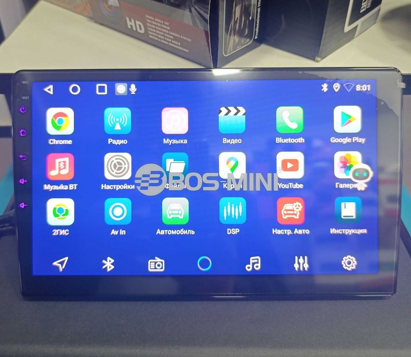 Android Manitor A2  Avtomagnitola CarPlay, Ovozliy boshqaruv HD Ekran