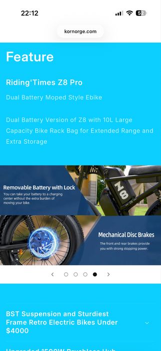 Електрически Велосипед Riding Times Z8 Pro 750W 48V/2x15.6 AH