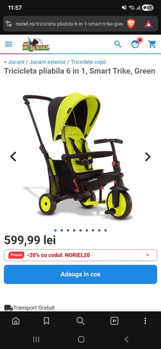 Tricicleta Smart Trike,6 in 1,culoare green