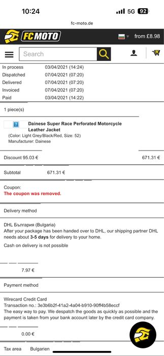 Dainese Super Race Перфорирано Кожено Яке - Размер 52