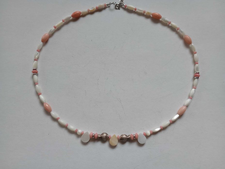 colier argint,coral si sidef natural.fin,delicat