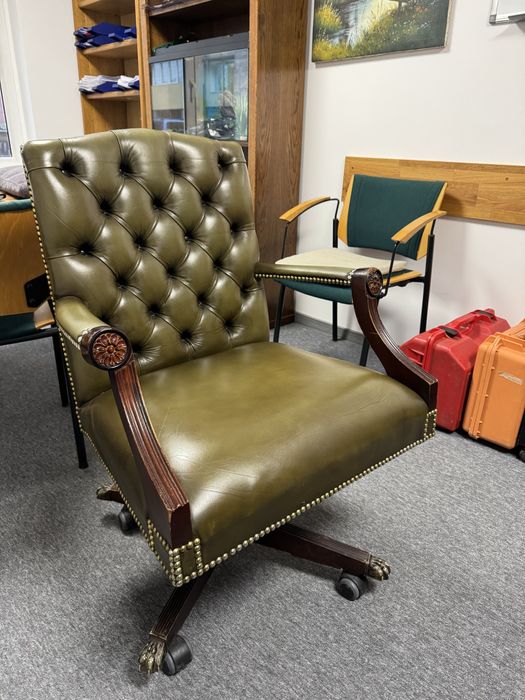 Scaun birou chesterfield piele verde