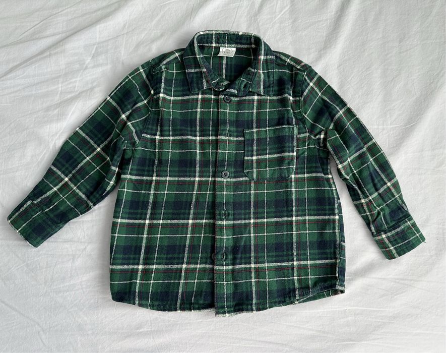 Set pantaloni catifea reiata si camasa flanel carouri, 110 cm, 4-5 ani