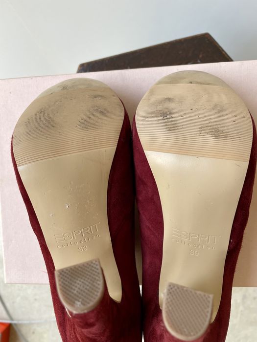 Pantofi / Botine Esprit visinii cu toc piele intoarsa