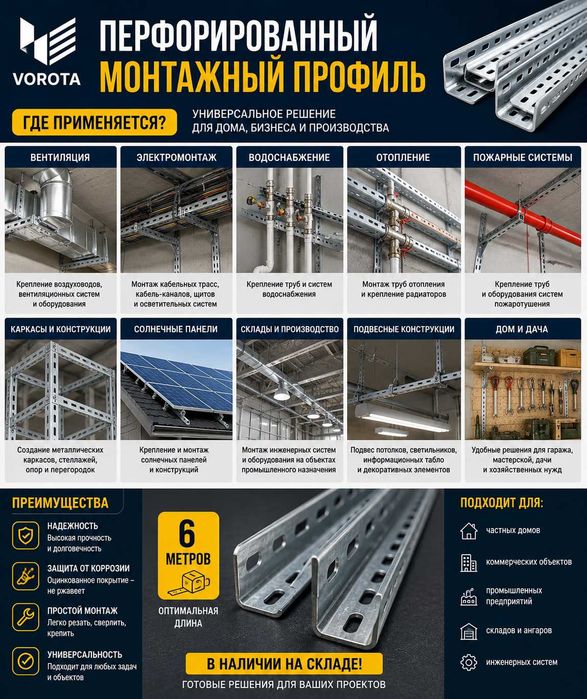 Перфорированные монтажные профили (перфоуголок)