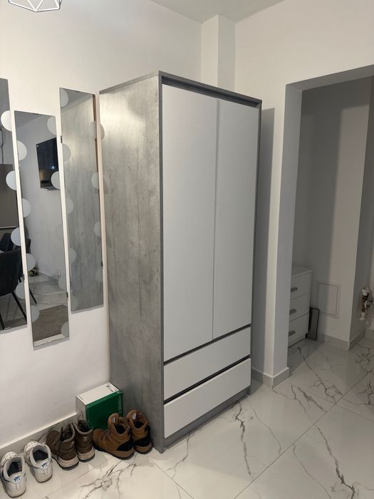 Dulap 80x192 alb/gri