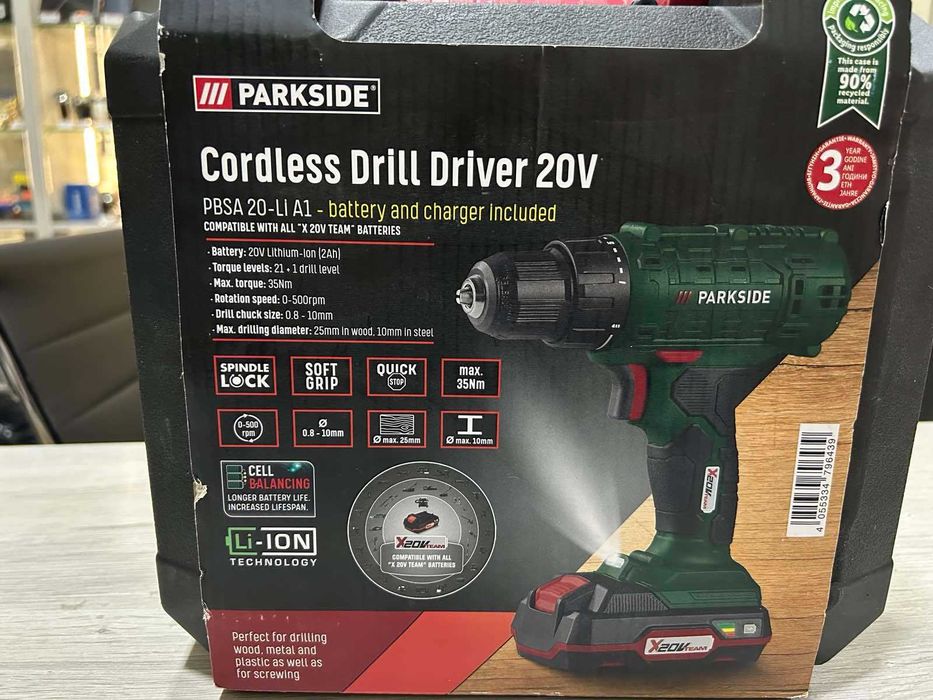 Винтоверт Parkside PBSA-20-Li A1 с батерия и зарядно