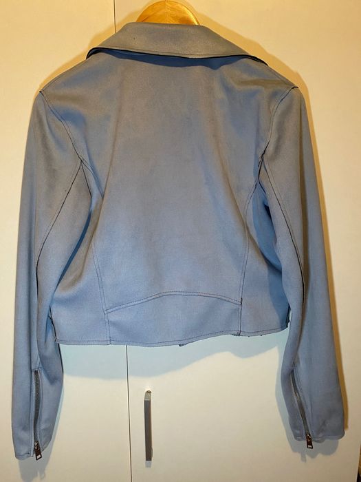 Geaca biker din imitatie de piele intoarsa