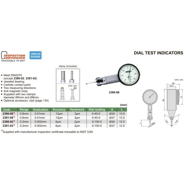 Индикаторен часовник с чупещо краче Insize