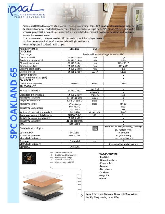 Parchet SPC de lux Oakland 65 + Scări și Profile Asortate la Nuanță