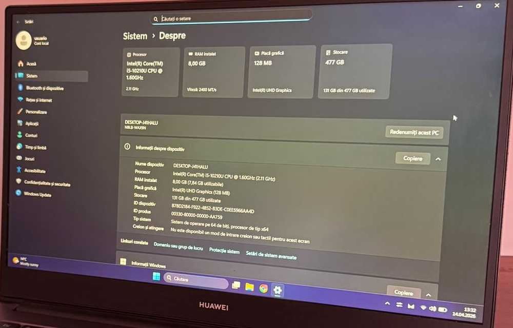 Laptop Huawei D14 – Intel i5