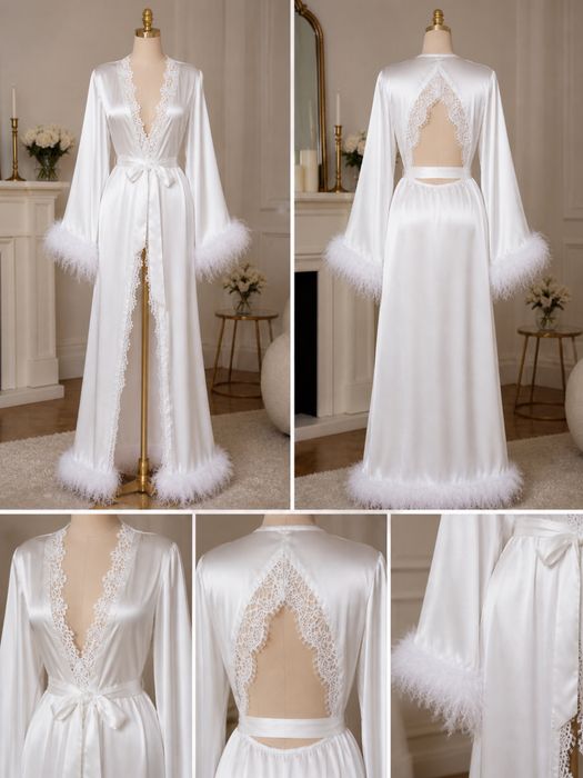 Halat de mireasă personalizat cu broderie de mătase