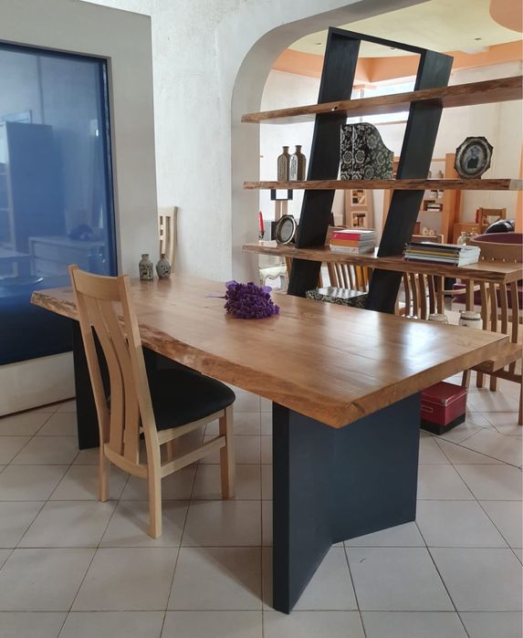 Masa din lemn masiv si margine coaja 200/90/78