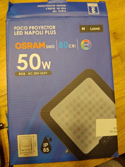 Vand Proiector RGB Napoli Plus, LED OSRAM 50W IP65, Telecomanda