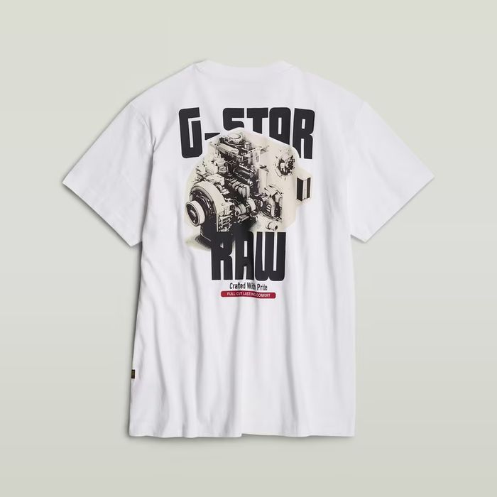 Уникална тениска G-Star Raw Engine Loose L XL нова мъжка бяла