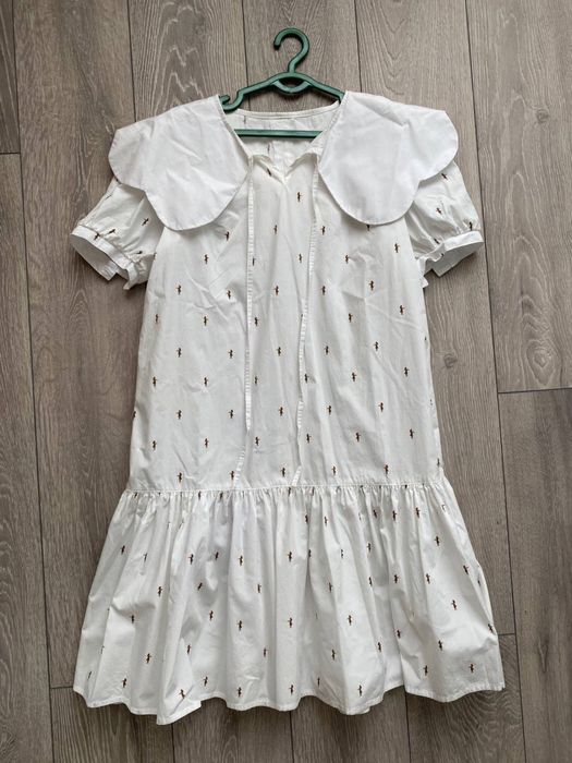 Продается белое платье с принтом / Индивидуальный пошив / Размер S-M