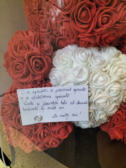 Vând ursulet mare din trandafiri roșii și albi pentru cadou