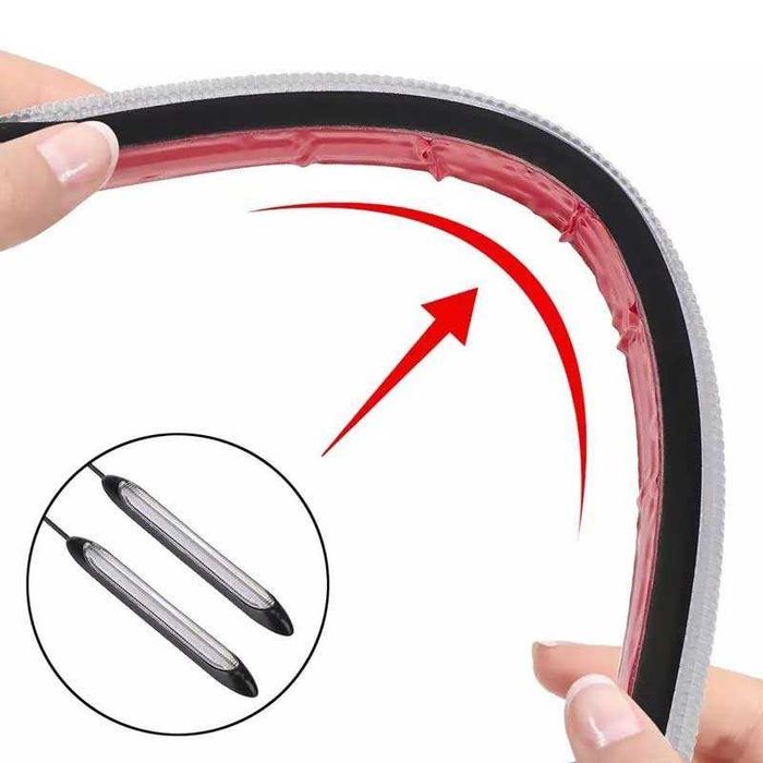 Дневни DRL LED гъвкави светлини с бягащ мигач 15.5см - 2 броя.