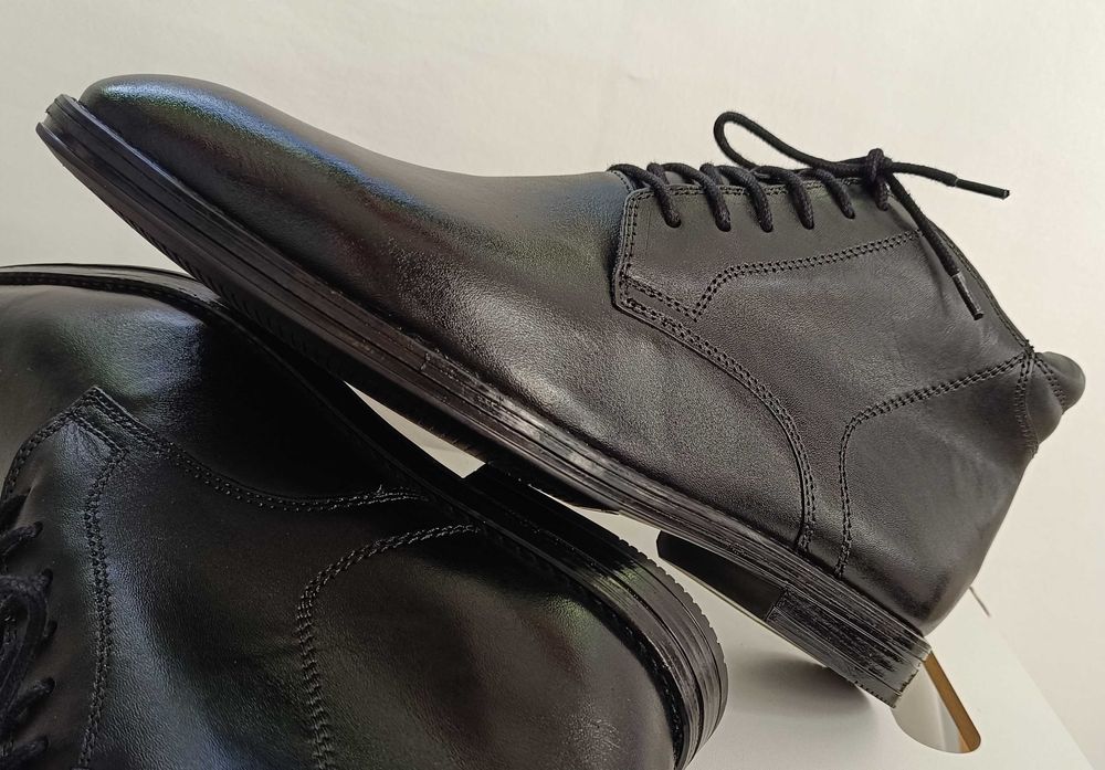 Ghete lace up 44.5 plain toe premium Clarks NOI piele naturala moale