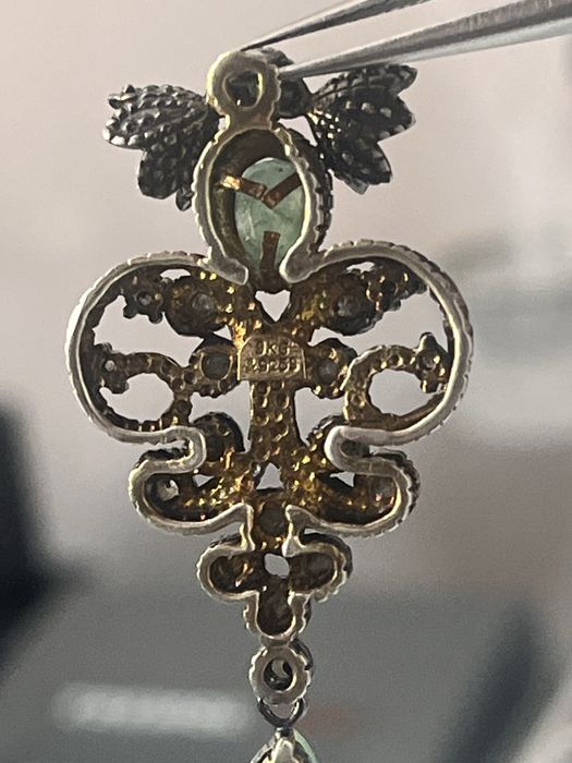 Винтидж висулка 925+14 карата злато с изумруди